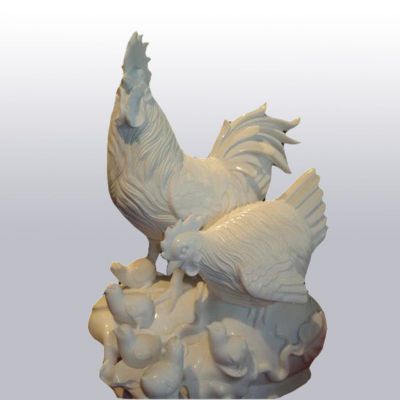母子鸡石雕汉白玉动物雕塑