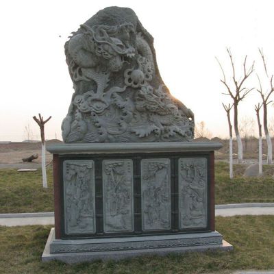 大理石十二生肖龙，公园动物石雕