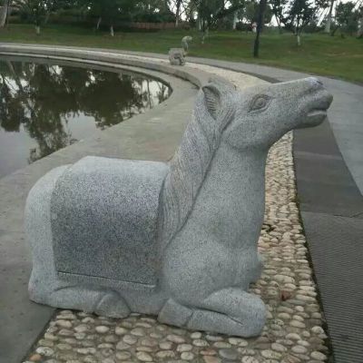 十二生肖马石雕 公园动物雕塑