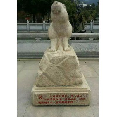 石雕十二生肖兔子，砂岩动物雕塑