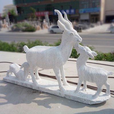 羊羔跪乳石雕，汉白玉动物雕塑