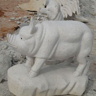 十二生肖猪石雕，公园动物石雕 