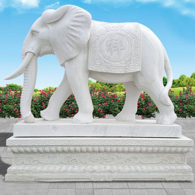 公园动物雕塑，吉祥大象石雕