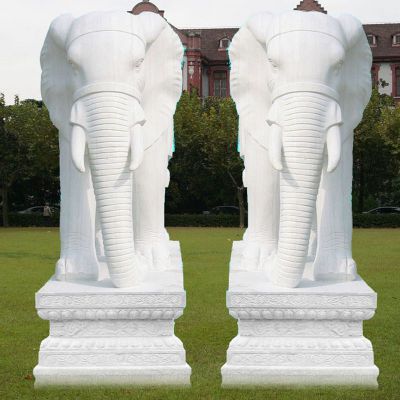 公园动物石雕汉白玉大象雕塑 