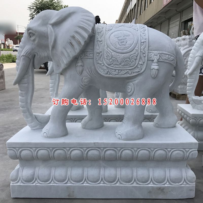 汉白玉门口大象石雕吉祥如意大象雕塑