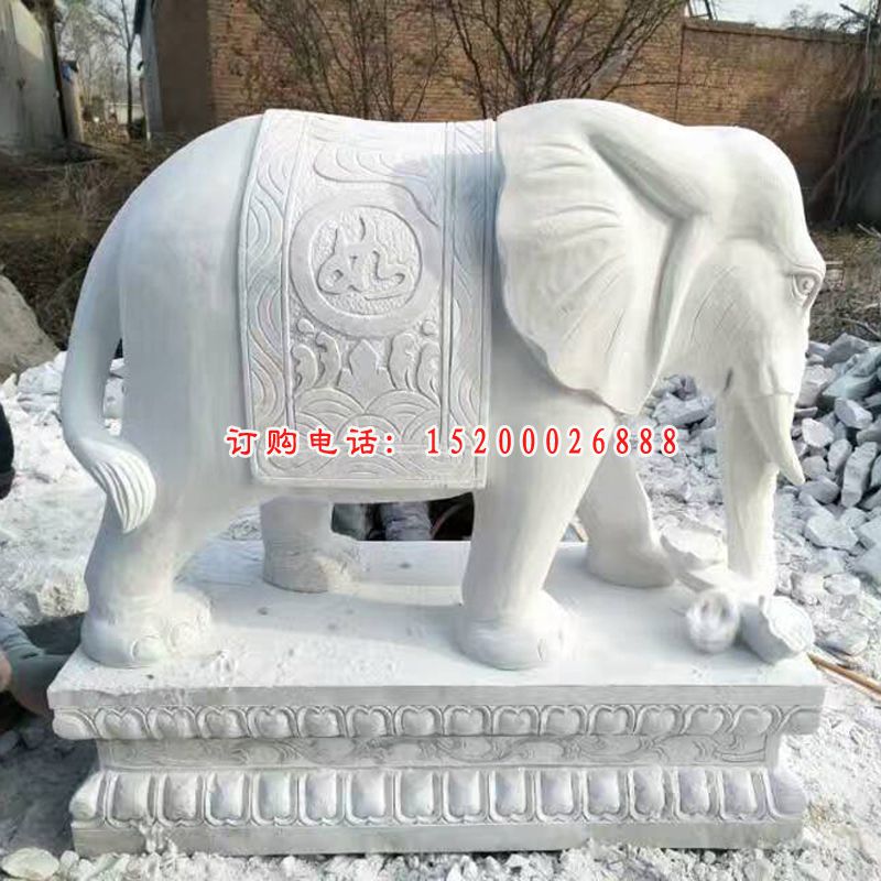 汉白玉如意象，石雕大象 (2)