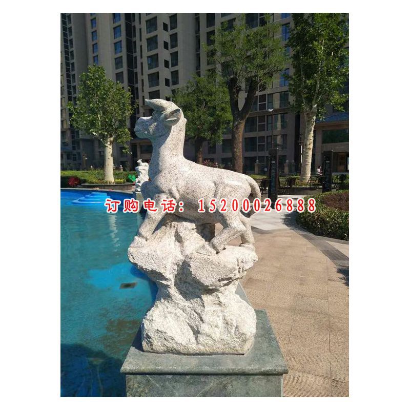 小区十二生肖石雕，大理石动物雕塑 (2)