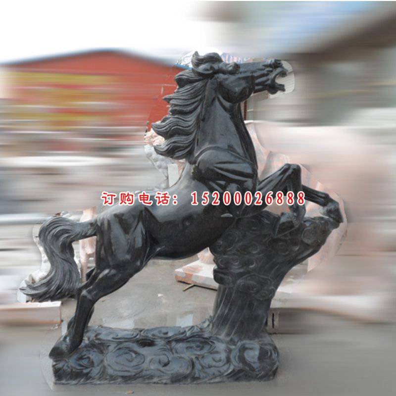 青石奔跑马  石雕广场动物雕塑