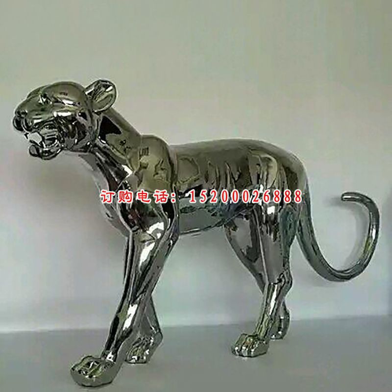 不锈钢猎豹雕塑，不锈钢动物雕塑