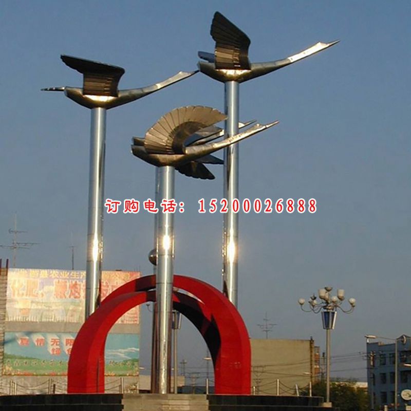 不锈钢飞鸽  公园景观雕塑