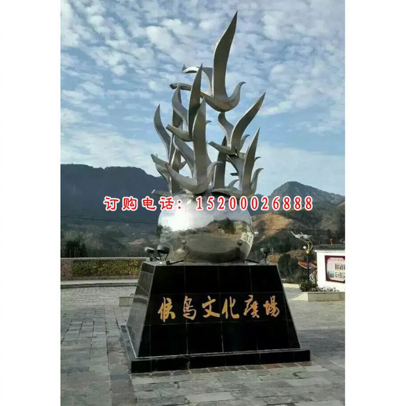不锈钢鸟雕塑，广场不锈钢雕塑
