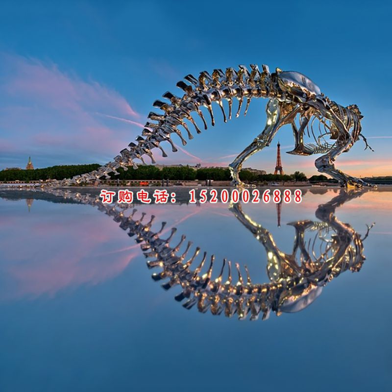 不锈钢恐龙雕塑，不锈钢广场雕塑