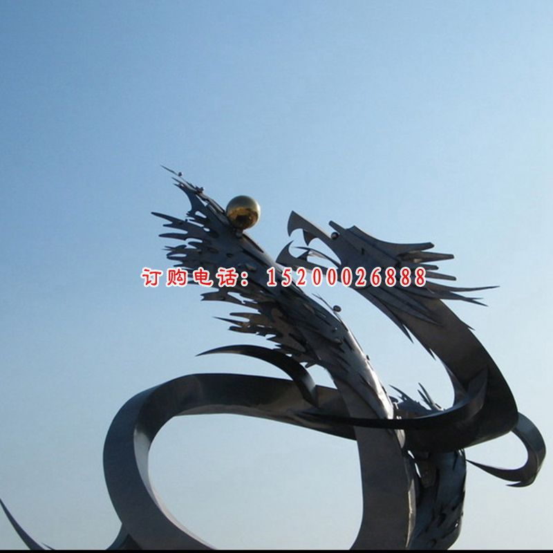 抽象龙户外广场景观，不锈钢动物雕塑