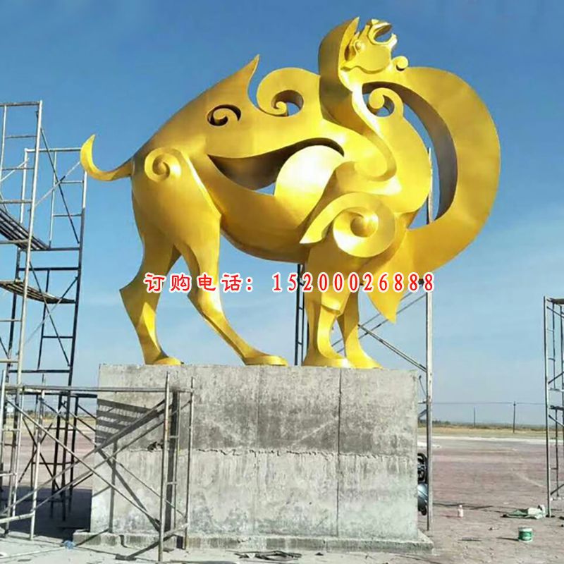 不锈钢太阳小象 公园景观雕塑 (1)