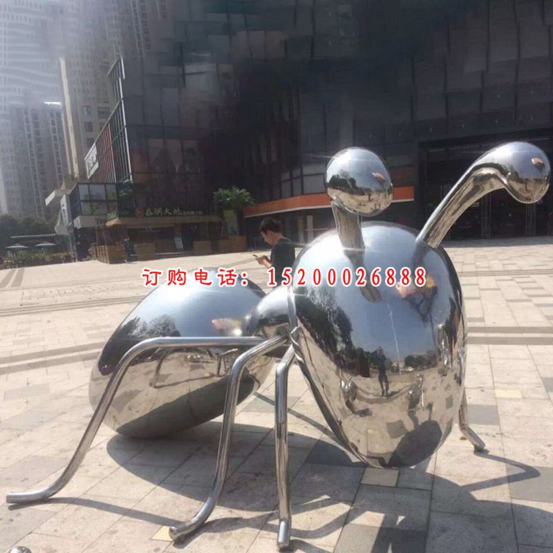 广场动物雕塑，不锈钢蚂蚁雕塑
