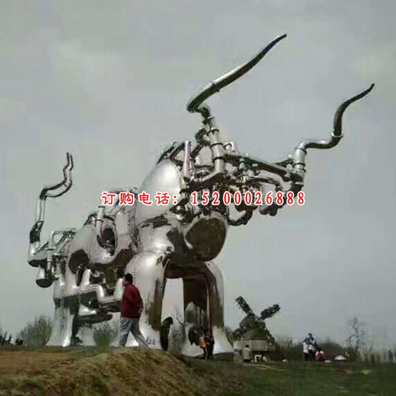 不锈钢抽象牛  广场景观雕塑