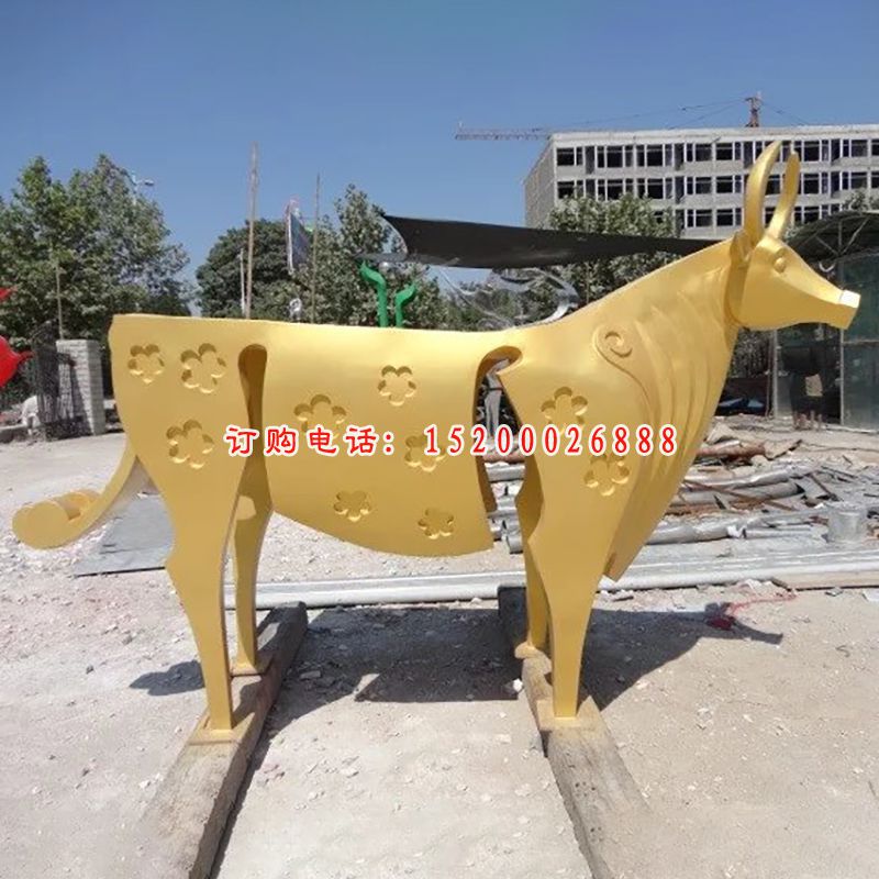 不锈钢牛雕塑，广场不锈钢雕塑 (2)