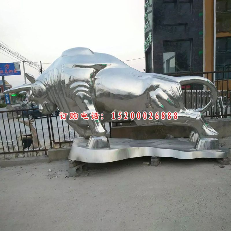 不锈钢牛雕塑，广场拓荒牛不锈钢雕塑