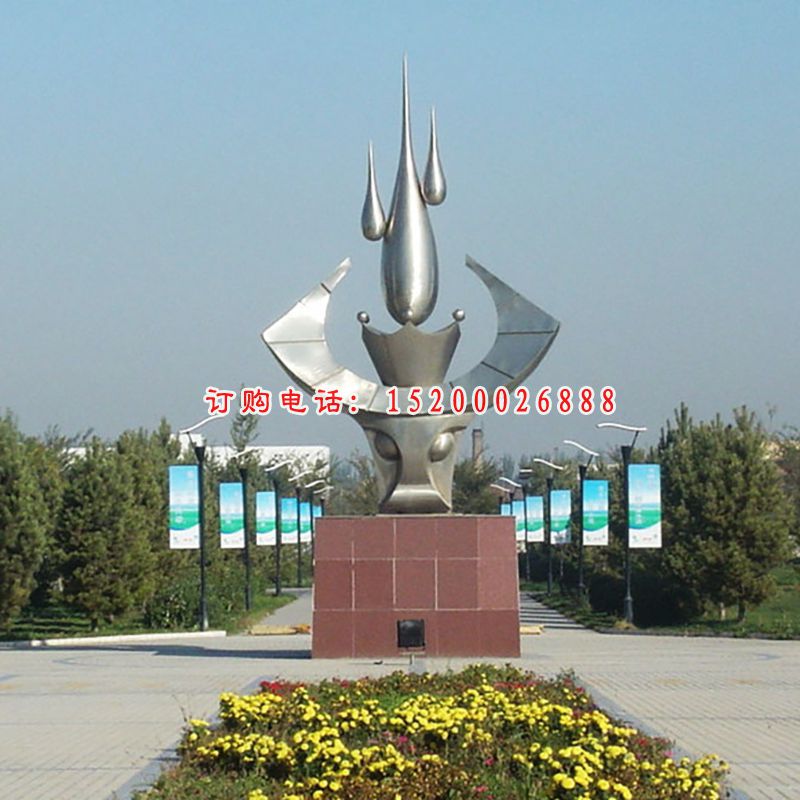 不锈钢牛头景观  企业景观雕塑
