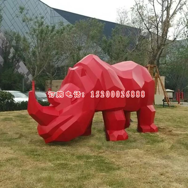 不锈钢犀牛雕塑，公园不锈钢犀牛雕塑
