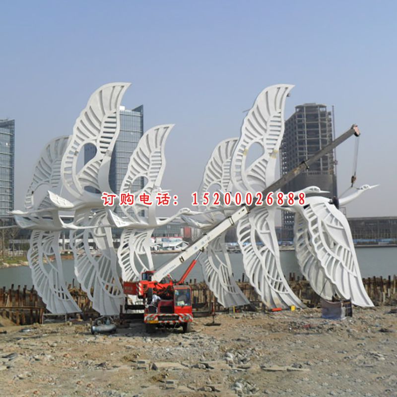 不锈钢白鹭雕塑，不锈钢动物雕塑 (2)