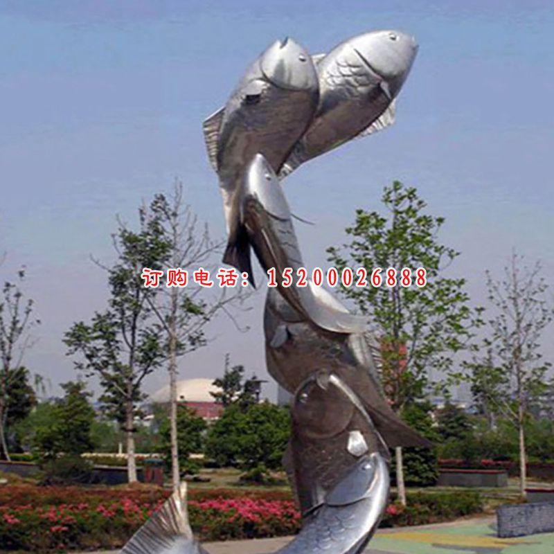 不锈钢海豚双鱼 公园景观雕塑