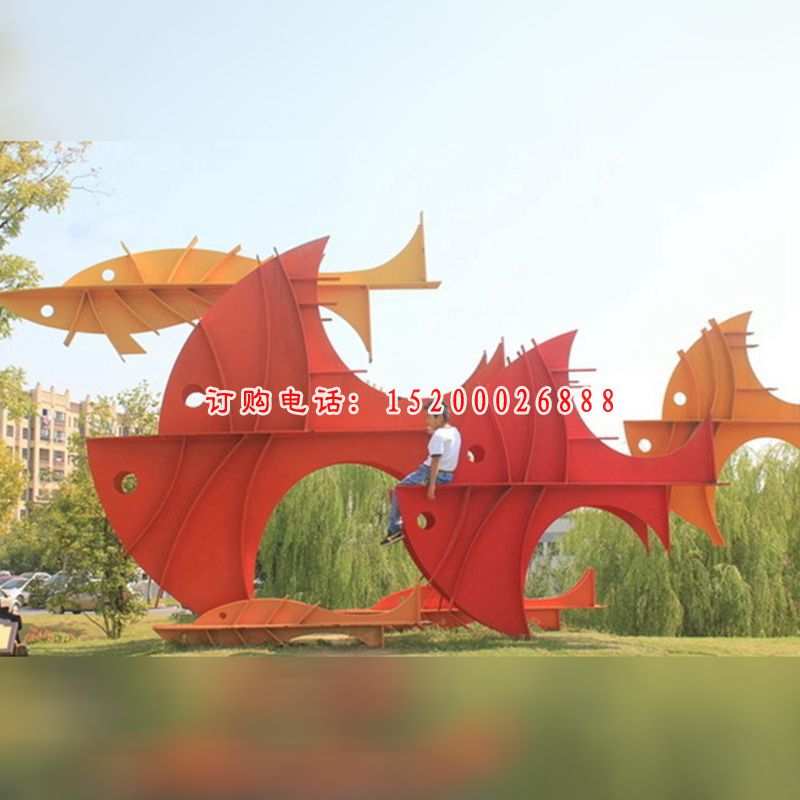 不锈钢深海鱼雕塑，公园不锈钢雕塑