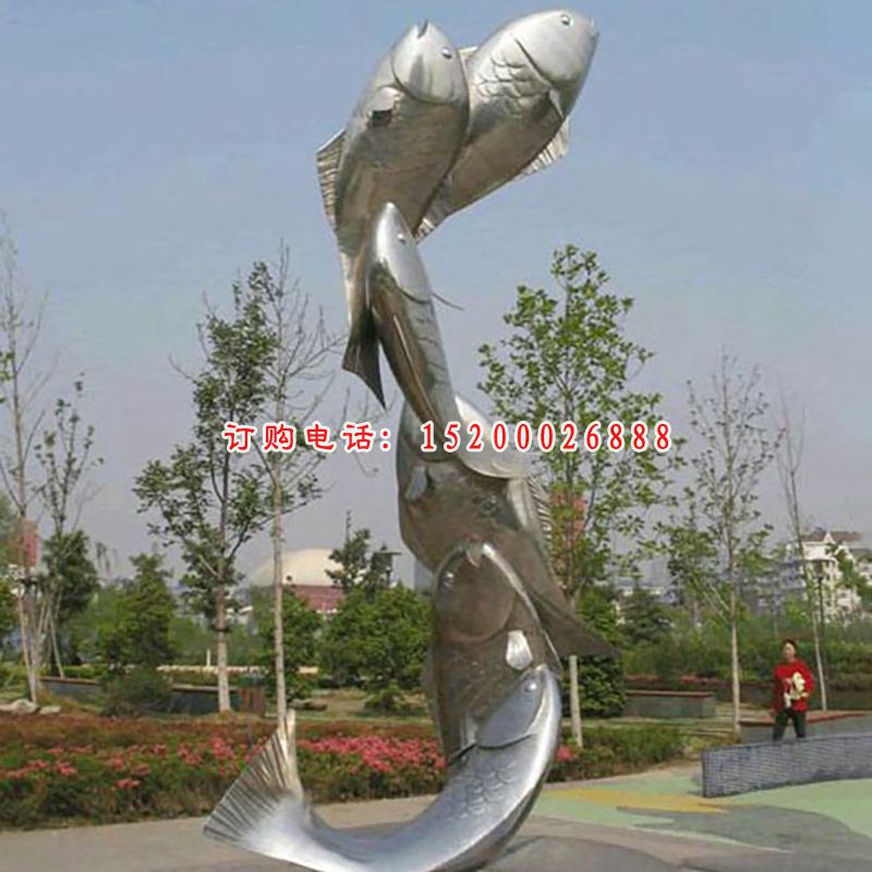 不锈钢双鱼雕塑  公园景观雕塑