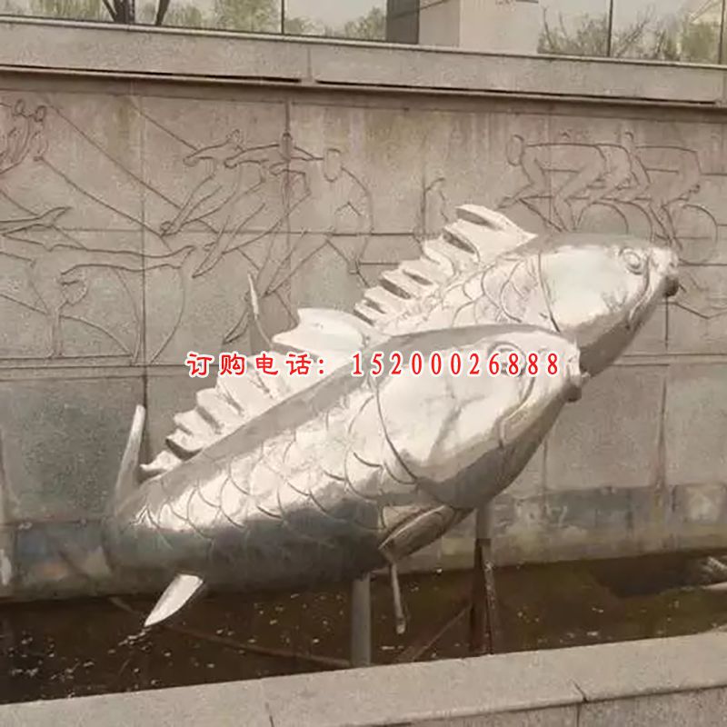 不锈钢鱼雕塑，喷泉鱼雕塑