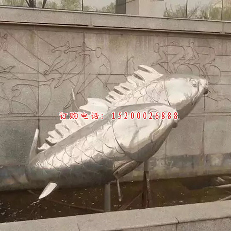 不锈钢鱼喷泉雕塑