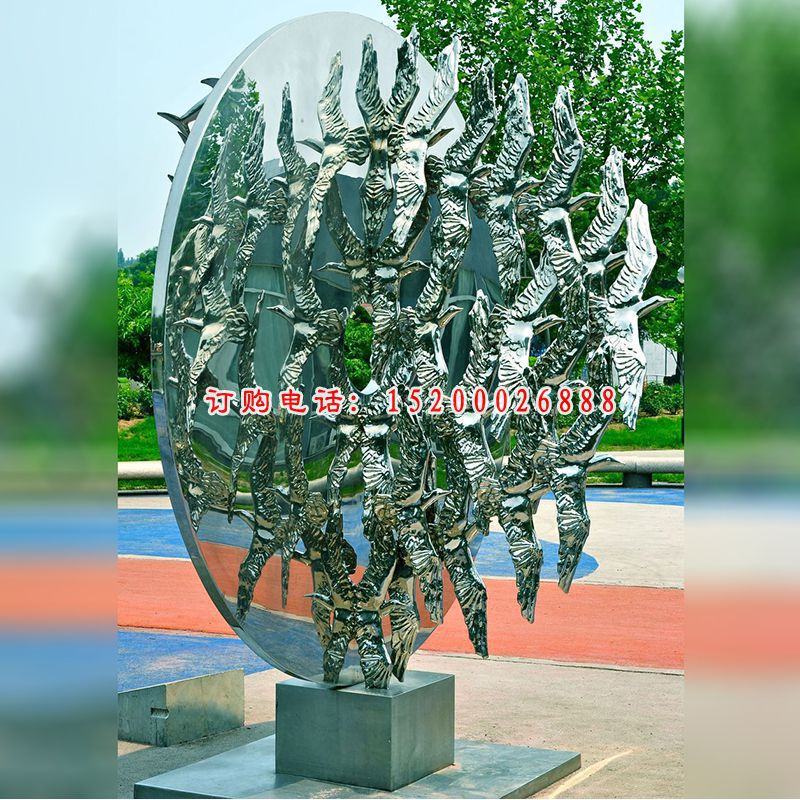 鱼变天鹅雕塑，不锈钢景观雕塑 (3)