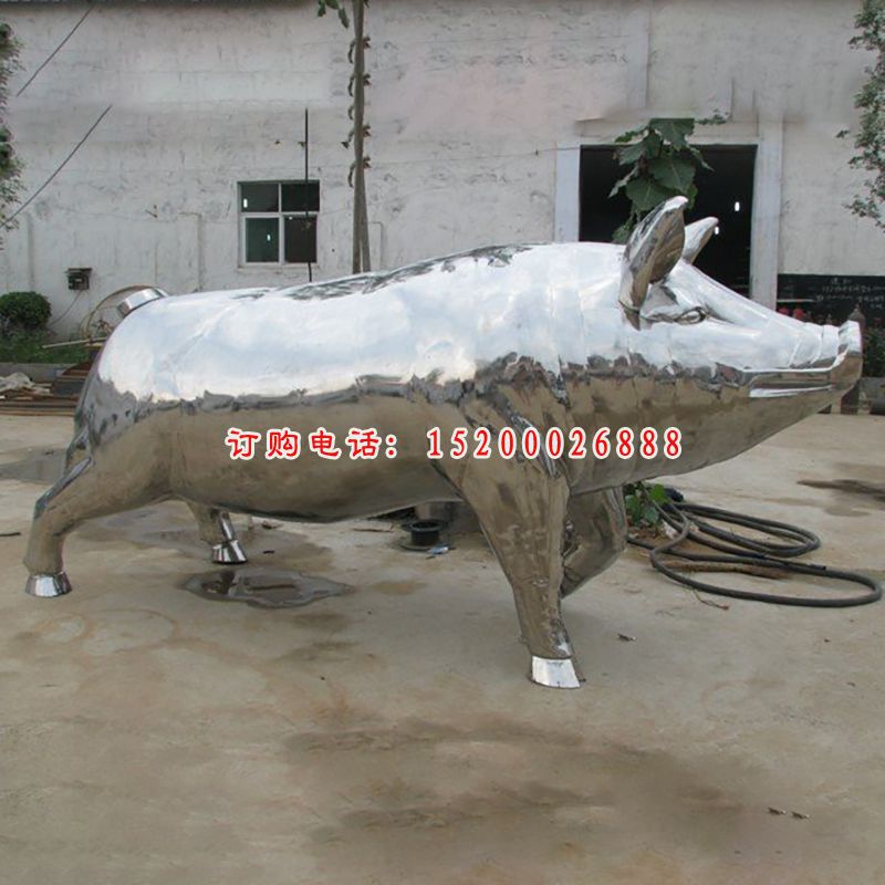 不锈钢猪雕塑 (2)