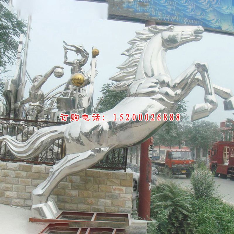 不锈钢飞马  公园景观雕塑 (1)