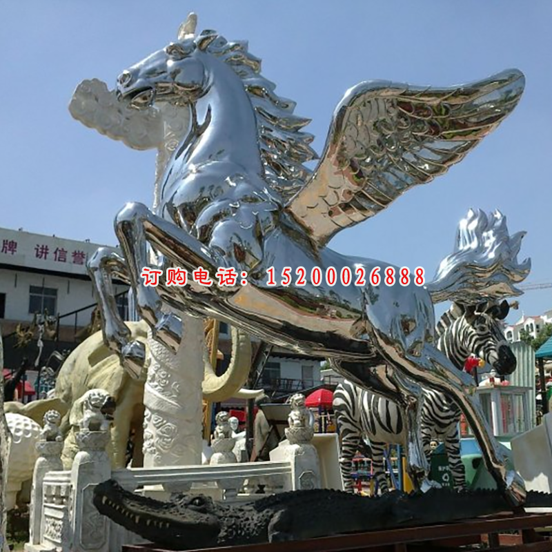 不锈钢飞马雕塑，广场飞马不锈钢雕塑