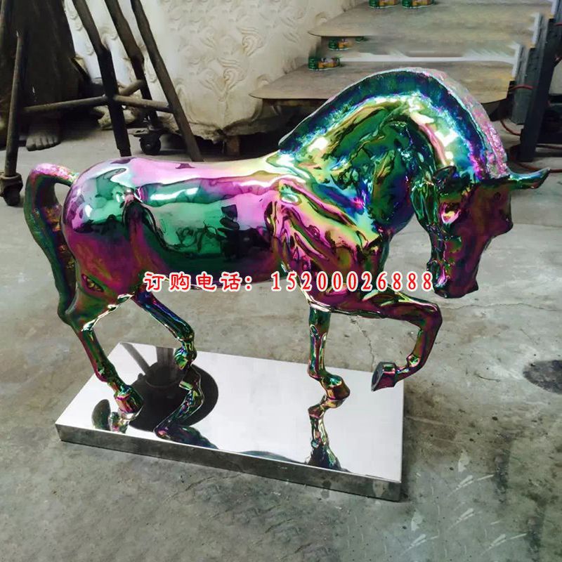不锈钢马，广场景观雕塑 (2)