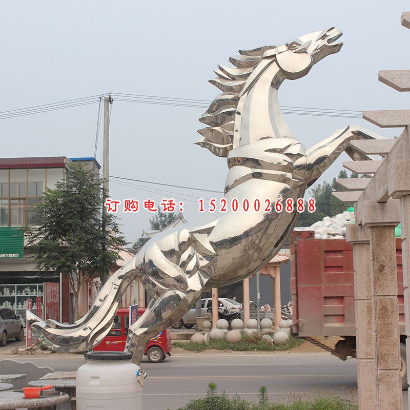 不锈钢马雕塑，不锈钢奔马雕塑 (2)