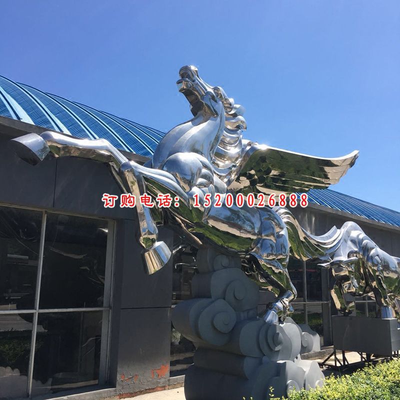 不锈钢马雕塑，广场景观摆件 (2)