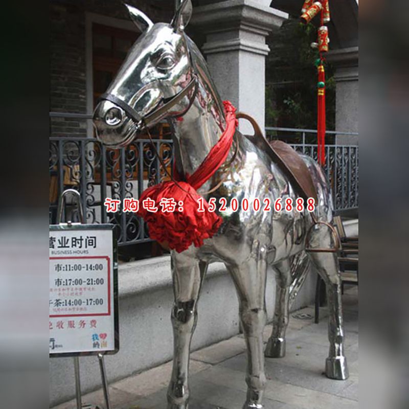 不锈钢马雕塑，广场景观摆件