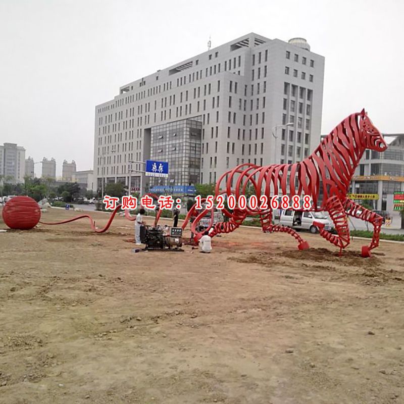 不锈钢毛线马雕塑，广场不锈钢雕塑