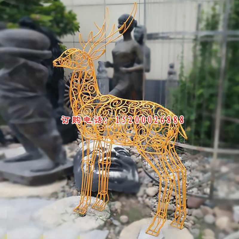 不锈钢镂空小鹿   广场景观雕塑