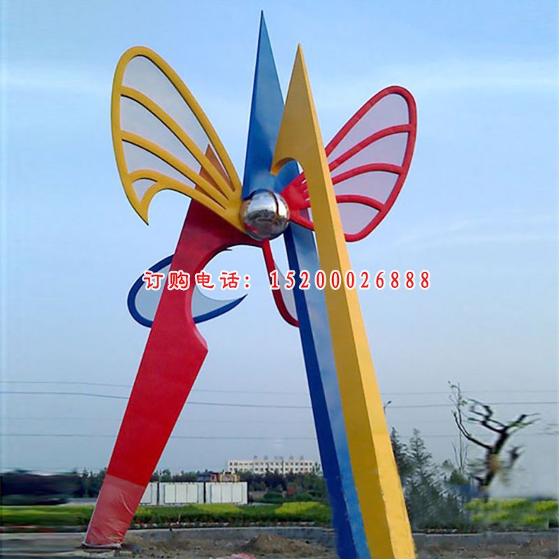 不锈钢彩蝴蝶雕塑，大型不锈钢广场雕塑