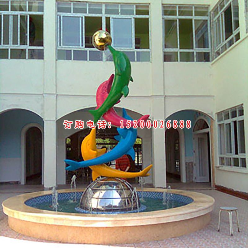 不锈钢彩色海豚，彩色海豚雕塑