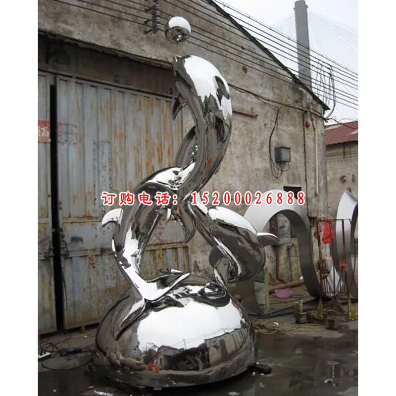 不锈钢海豚雕塑，广场不锈钢雕塑