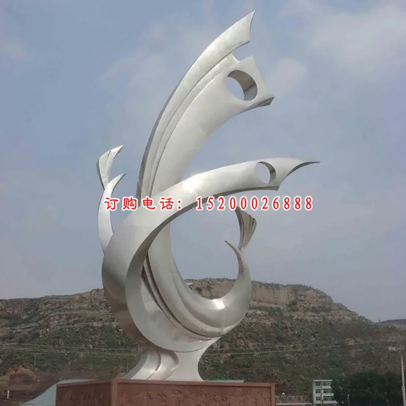 不锈钢抽象凤凰雕塑，广场抽象雕塑