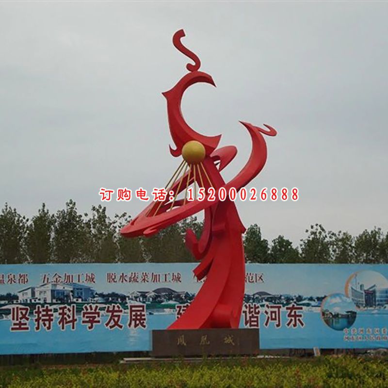 不锈钢两只凤凰雕塑，广场凤凰不锈钢雕塑