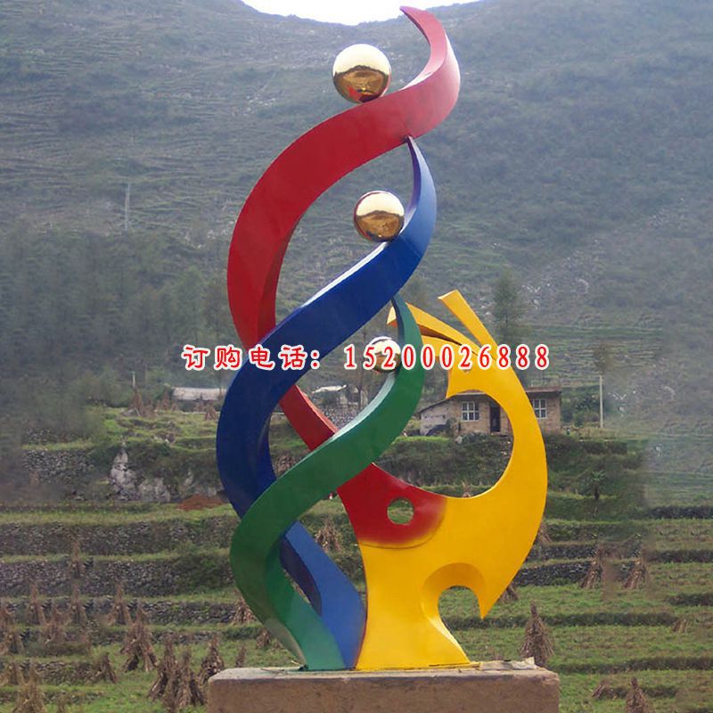 不锈钢抽象凤凰雕塑，彩色不锈钢雕塑