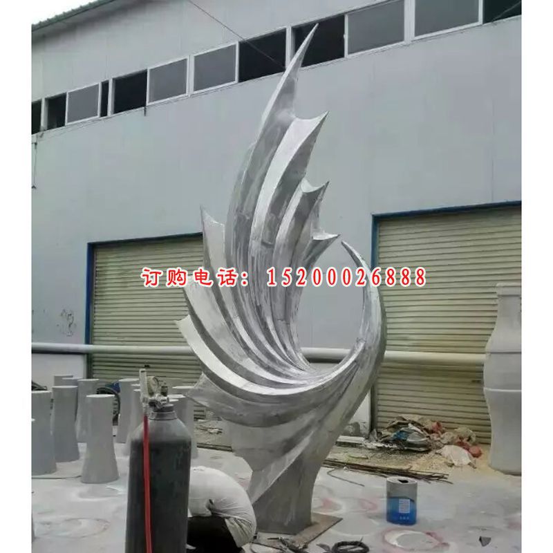 不锈钢抽象凤凰雕塑，企业不锈钢抽象雕塑 (1)