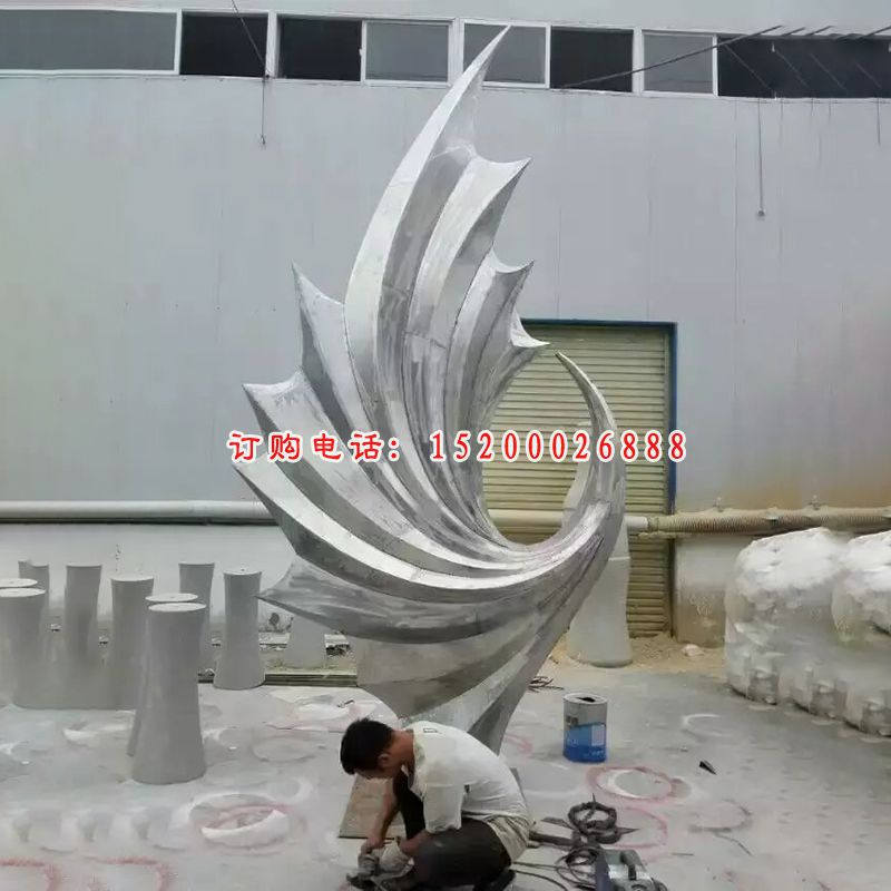 不锈钢抽象凤凰雕塑，企业不锈钢抽象雕塑 (2)