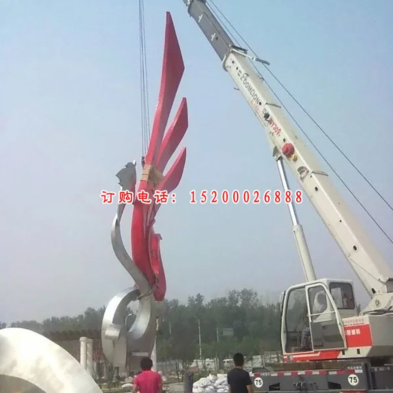 不锈钢抽象凤凰雕塑，广场不锈钢雕塑 (1)