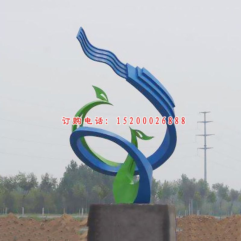 创意抽象彩色凤凰景观雕塑，不锈钢雕塑